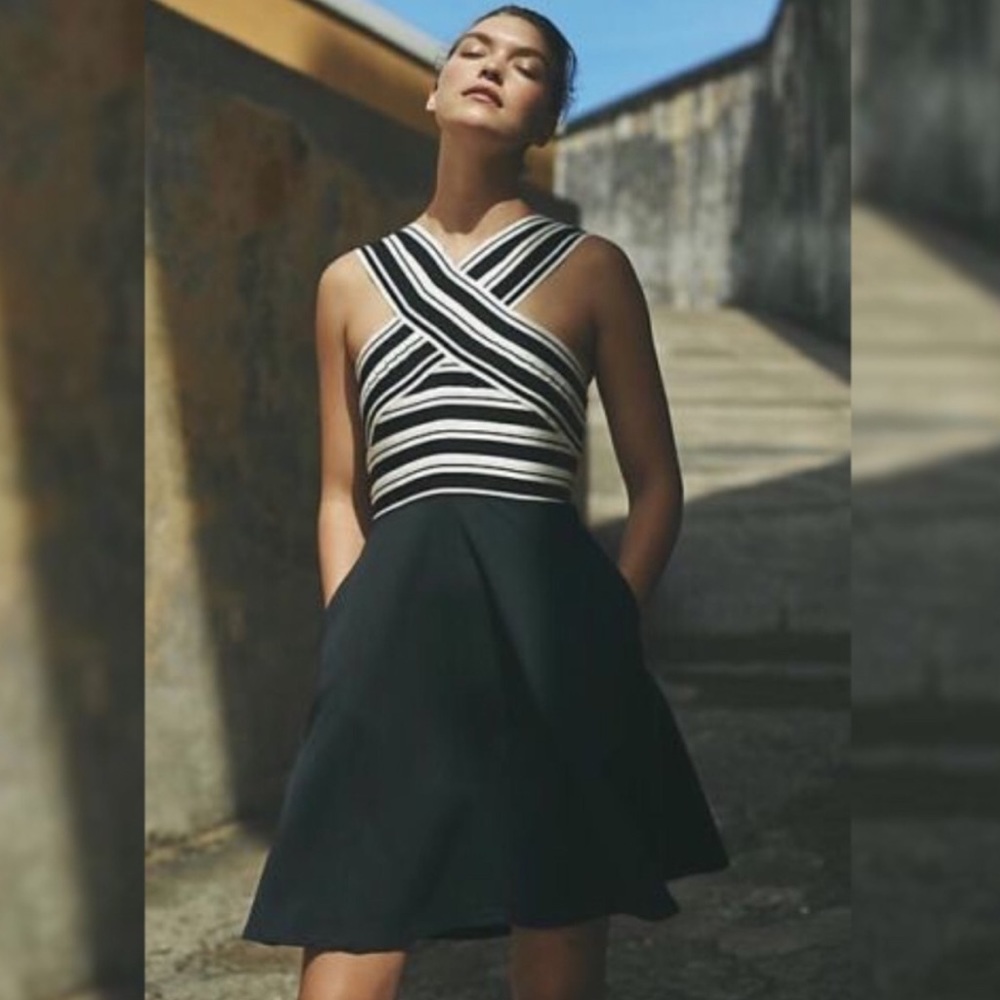 Anthropologie Maeve Crosswise Flare Bandage Dress